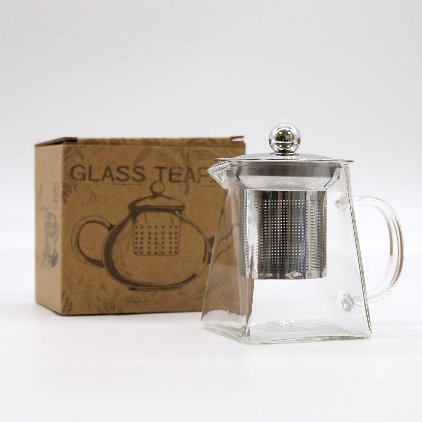 Üveg Teáskanna Teafőzővel - Torony Alakú - 350ml