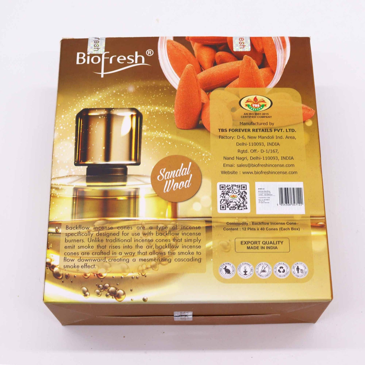 Biofresh visszafolyós füstölő kúpok (40 db) - szantálfa
