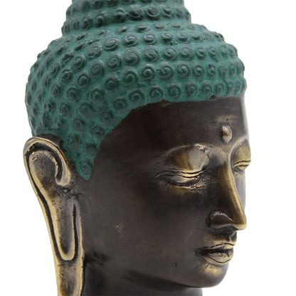 Nagy antik sárgaréz Buddha fej