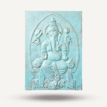 Nagy Ganpati Vas Keret Türkiz Dombormű - 0.7x1m