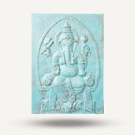 Nagy Ganpati Vas Keret Türkiz Dombormű - 0.7x1m