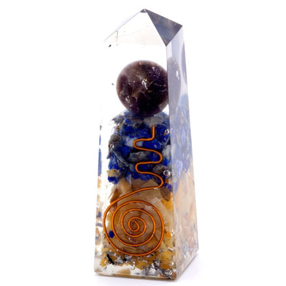 Orgonit Obeliszk Erőpont Réz, Lapis és Sárga Aventurin – 90x25 mm