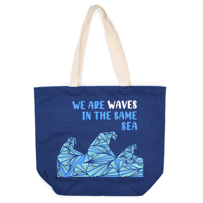 Printed Cotton Bag - We are Waves - Blue