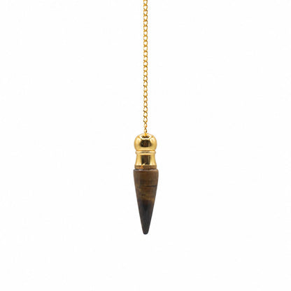 Secret Cavity Discovery of Truth Pendulum - Tiger Eye - Gold Plated