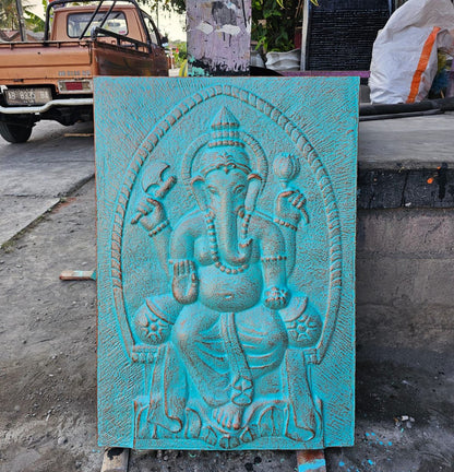 Nagy Ganpati Vas Keret Türkiz Dombormű - 0.7x1m