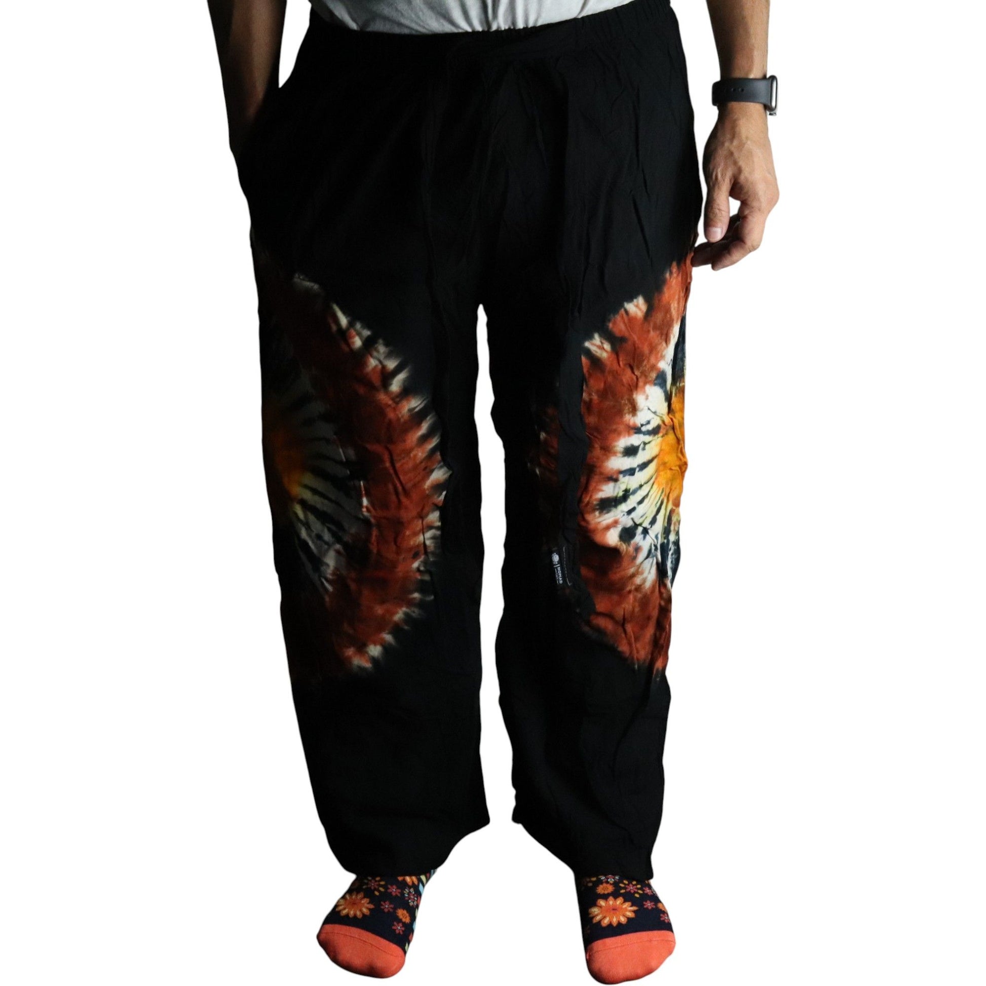 Japanese Style Lounge Pants - Black Chocolate & Orange