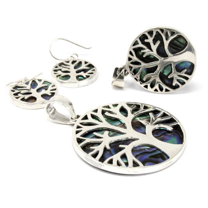 Életfa ezüst medál 30mm - Abalone