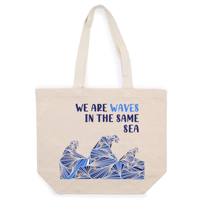 Printed Cotton Bag - We are Waves - Blue