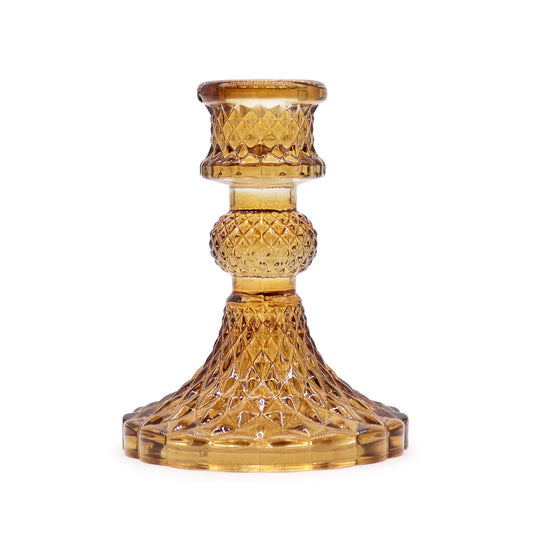 Set of 2 Vintage Dinner Candle Holder - Antique Amber