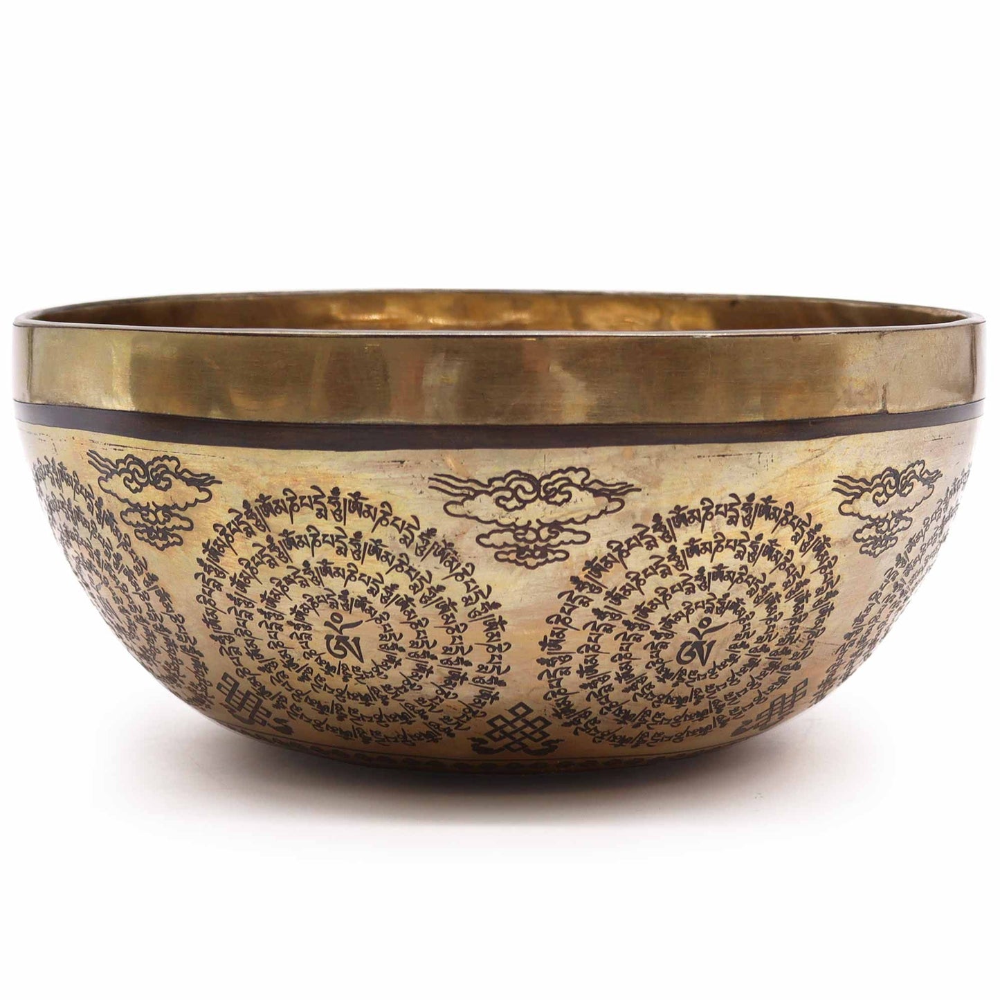 Tibeti Gyógyító Gravírozott Tál - 21 cm - Om és Buddha