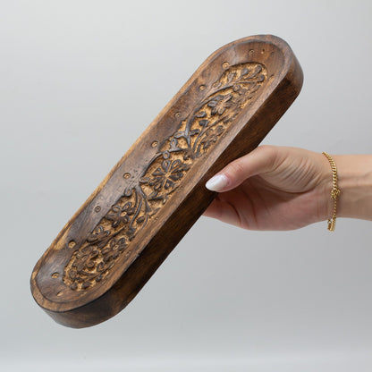 Nagy füstölőtálca 30x10 cm - Virágmintás