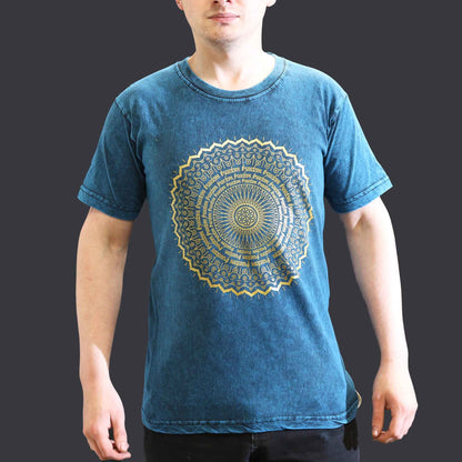 Nomad Sari koptatott pamut póló – Mandala – Kék – S