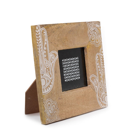 Kis mangófa képkeret (10x10 cm-es képhez) 20x20x2 cm - Hamsa - Fehér