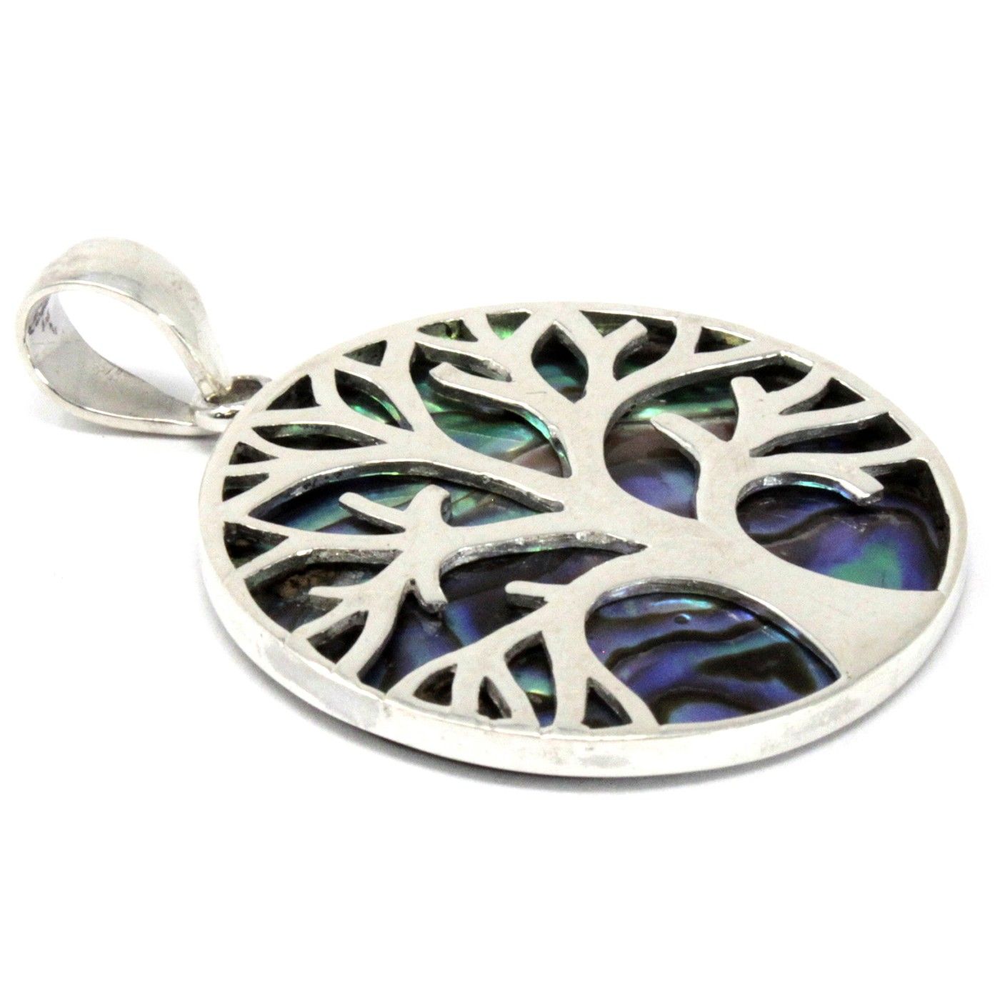 Életfa ezüst medál 30mm - Abalone