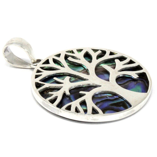 Életfa ezüst medál 30mm - Abalone
