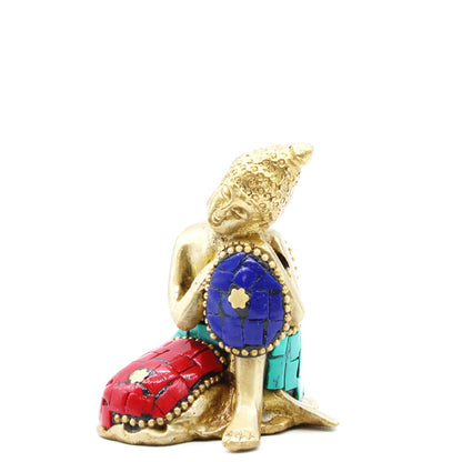 Sárgaréz Buddha figura - Nagy fej - 11,5 cm
