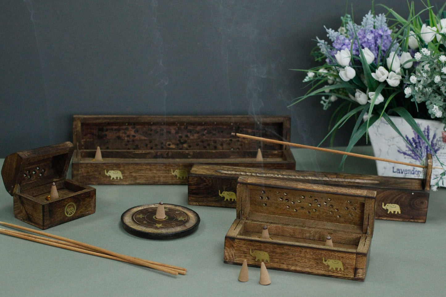 Kúp- és füstölőpálca égető – Vegyes design – Mangófa