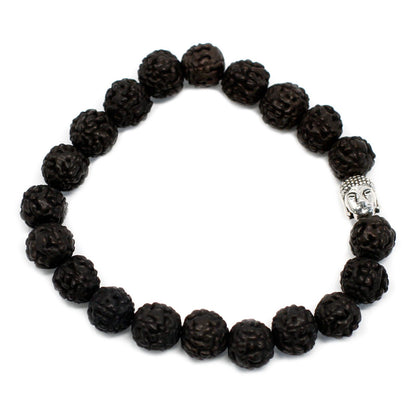 Rudraksha Buddha karkötő Mala - Sötét