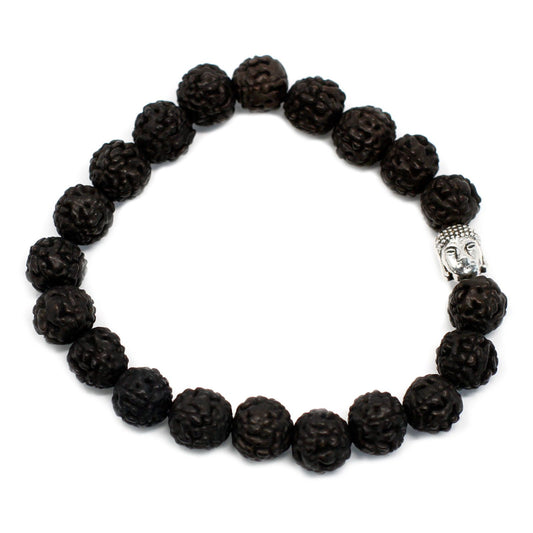 Rudraksha Buddha karkötő Mala - Sötét