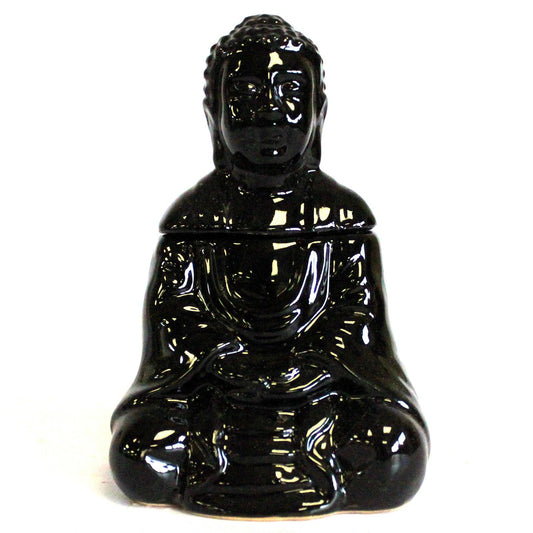 Ülő Buddha olajpárologtató – fekete
