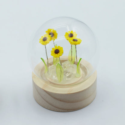 Floral Glow kerti kupola – 5 napraforgó – LED akkumulátoros