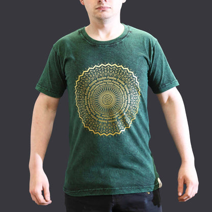 Nomad Sari kőmosott pamut póló – Mandala – Zöld – S-es