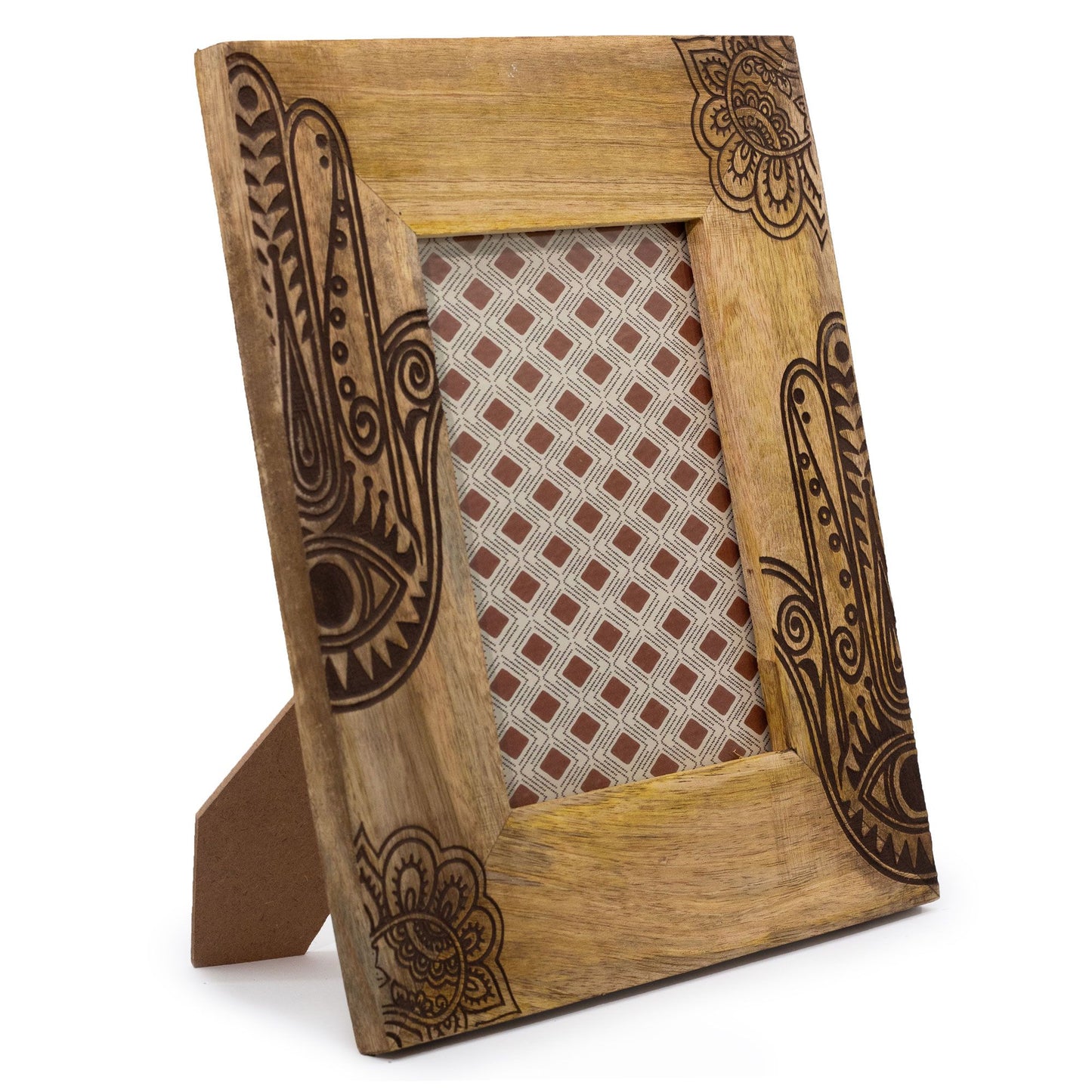 Nagy mangófa képkeret (13x18cm-hez) 28x23x2cm - Hamsa - Fekete