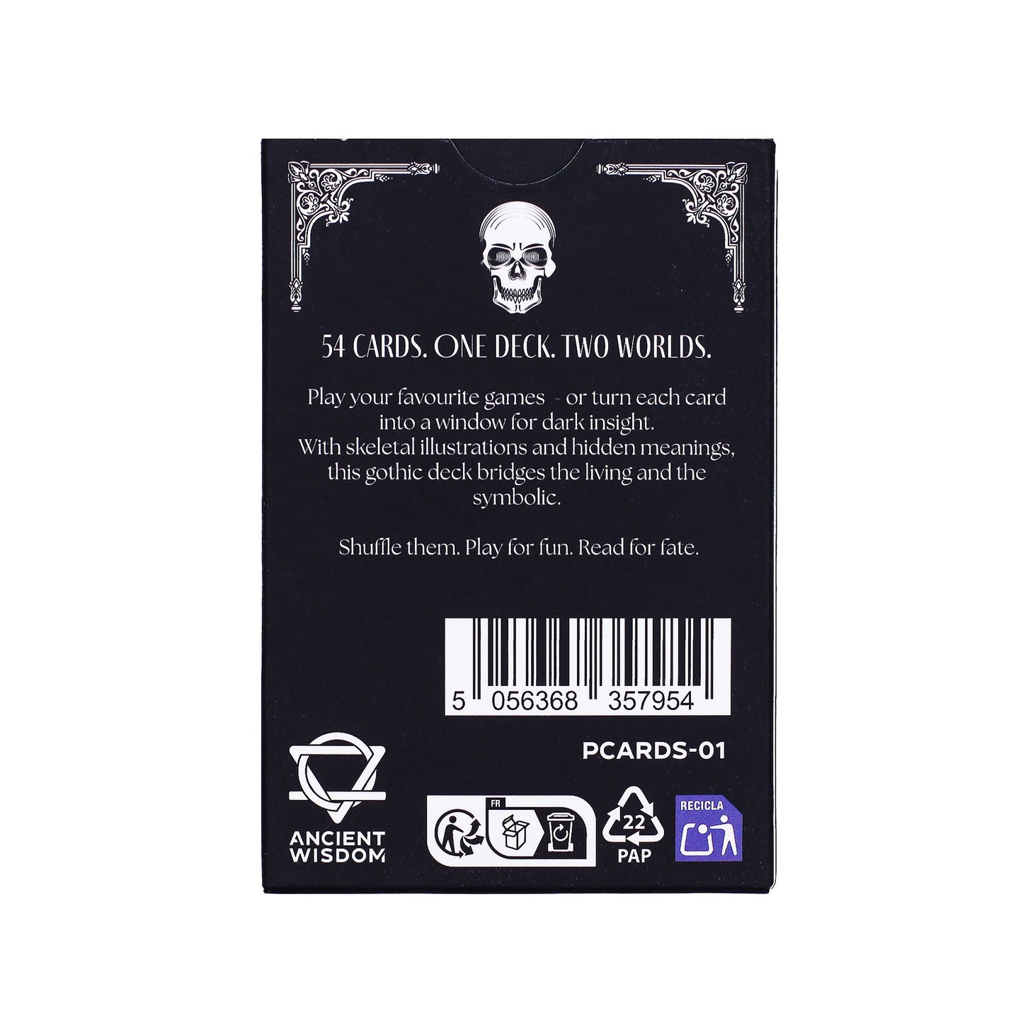 Memento Mori gótikus jósló és játékkártyák