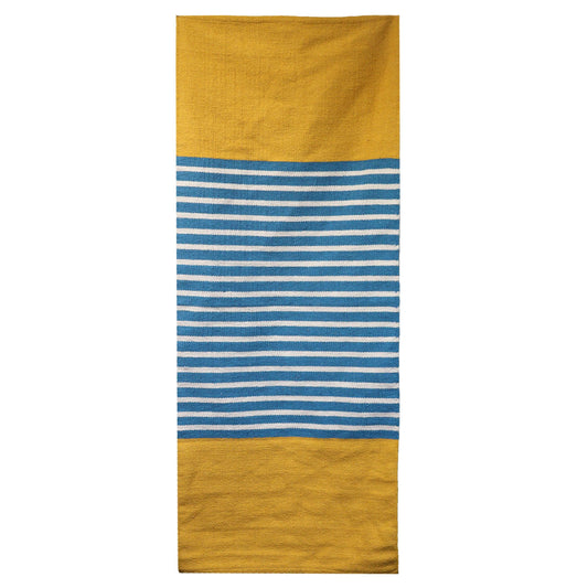 India pamutszőnyeg - 70x170cm - Sárga/kék