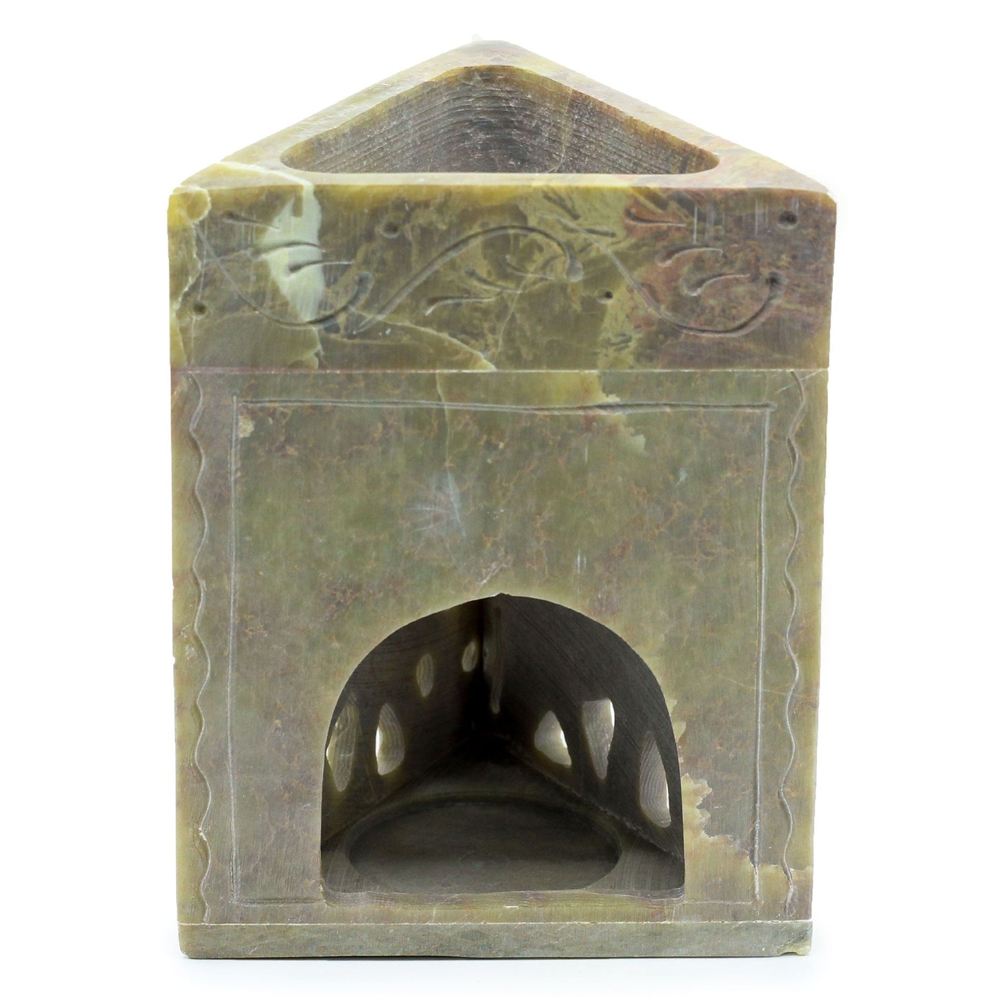 Háromszög alakú szappankő illóolaj-párologtató, 11x9 cm – Elefánt