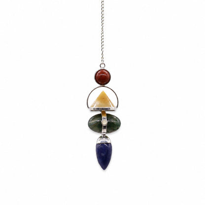 Four Elements Gemstone Pendulum - Red Jasper, Yellow Aventurine, Moss Agate, Sodalite & Moonstone