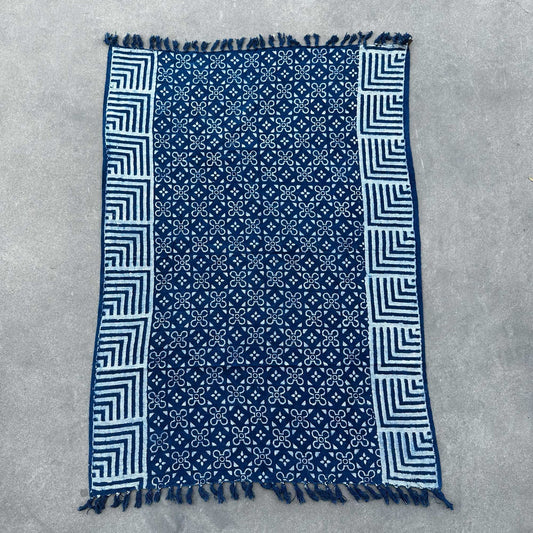 Kézzel készített indigókék takaró - 170x120cm - Kasba csempe