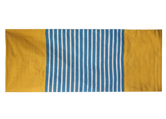 India pamutszőnyeg - 70x170cm - Sárga/kék