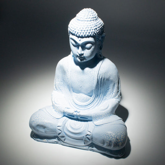 Meditációs Buddha lámpa, égkék - ovális talp