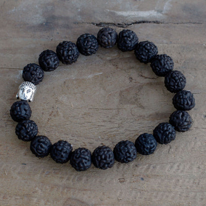 Rudraksha Buddha karkötő Mala - Sötét