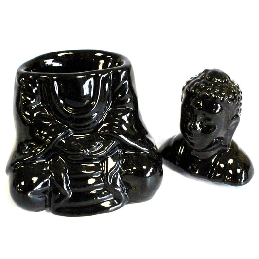Ülő Buddha olajpárologtató – fekete