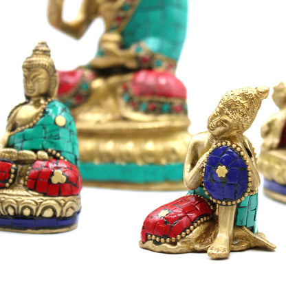 Sárgaréz Buddha figura - Nagy fej - 11,5 cm