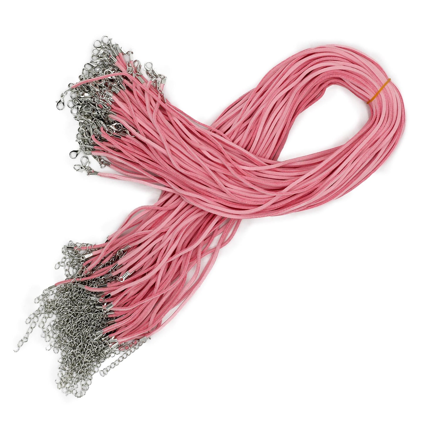 Műbőr hatású velúr medálzsinór csomag – 2,5 mm x 55 cm – rózsaszín A064