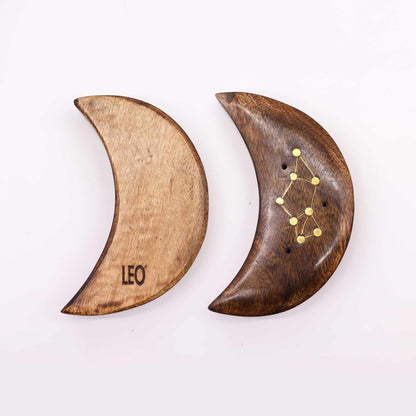 Engraved and Brass Zodiac Sign Incense Burners - Moon