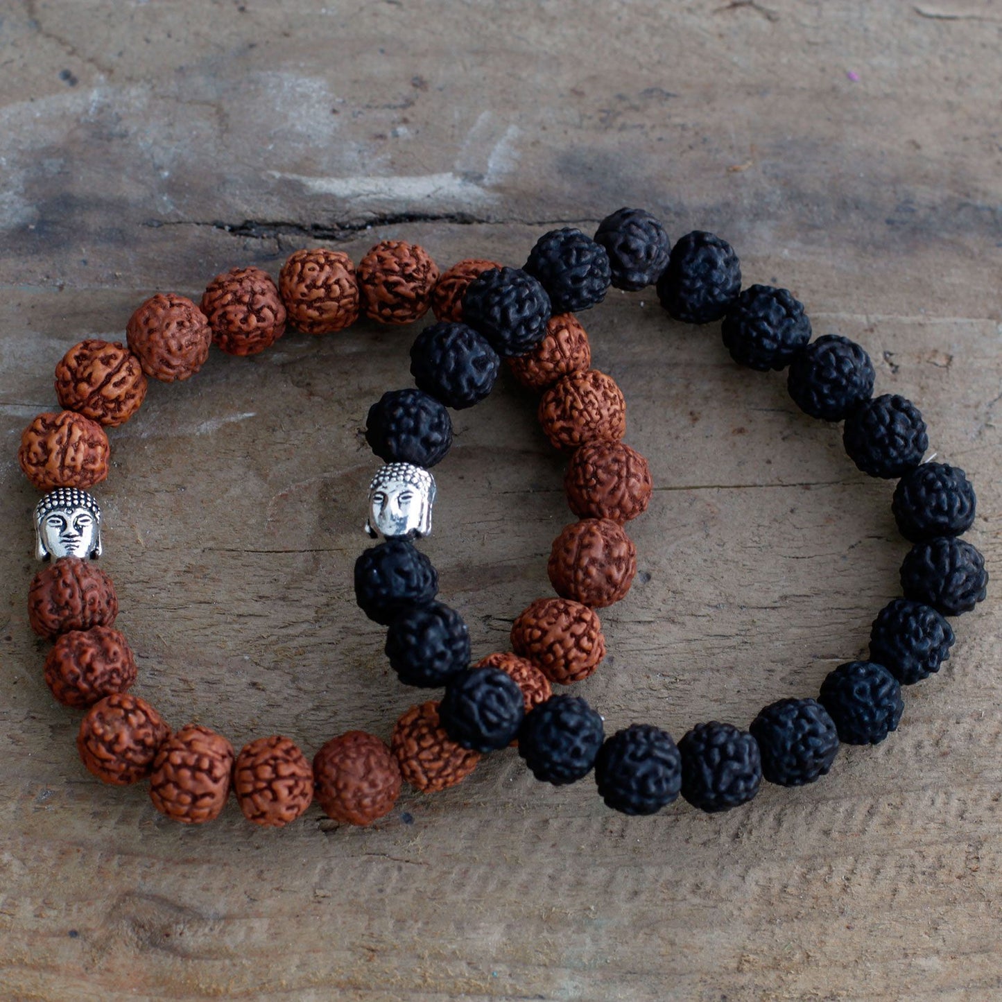 Rudraksha Buddha karkötő Mala - Sötét