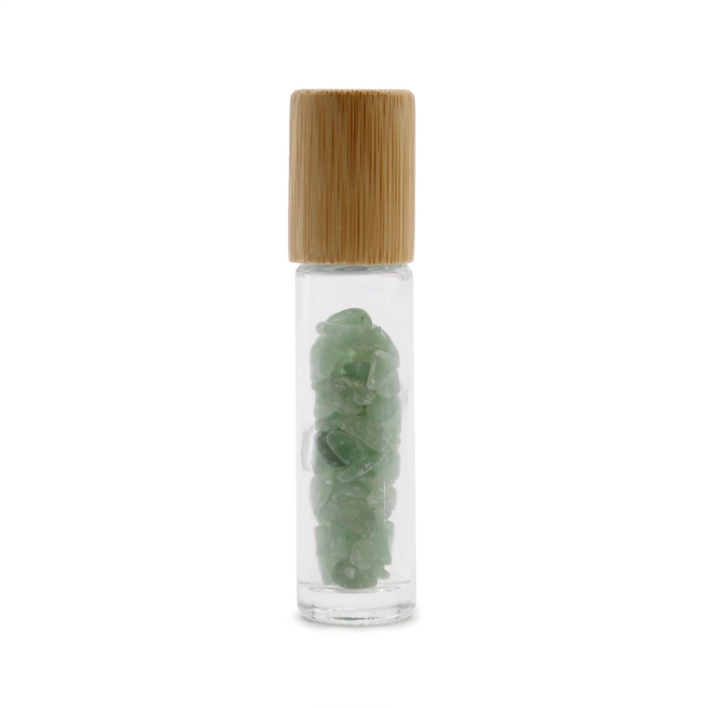 Gemstone Essential Oil Roller Bottle - Aventurine - Wooden Cap + Gemstone Roller Tip for 5ml Bottle - Aventurine