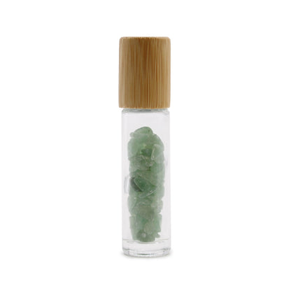 Gemstone Essential Oil Roller Bottle - Aventurine - Wooden Cap + Gemstone Roller Tip for 5ml Bottle - Aventurine