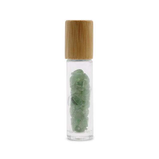 Drágakő illóolaj roll-on üveg - Aventurin - Fa kupak + Drágakő roll-on hegy 5 ml-es üveghez - Aventurin