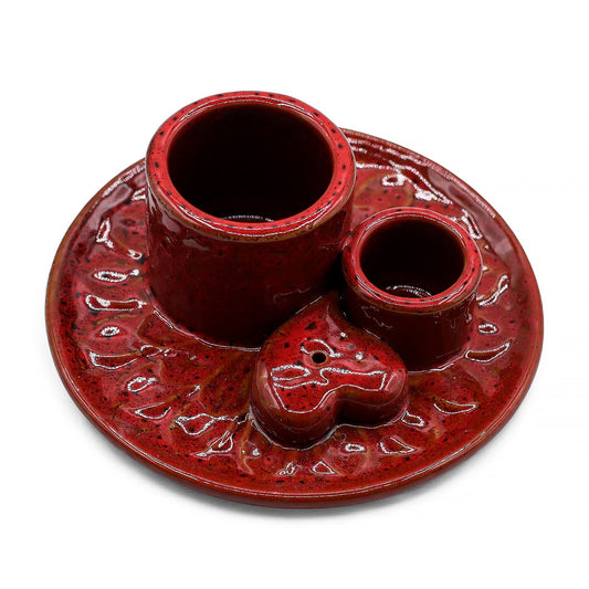 Palo Santo rúd & Füstölőtartó – Mandala – Piros, szívfényű bevonattal