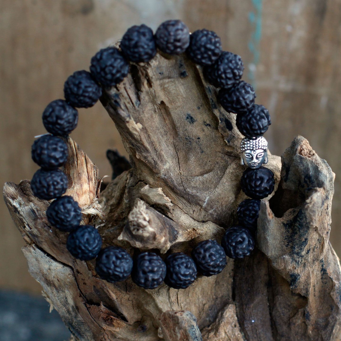 Rudraksha Buddha karkötő Mala - Sötét
