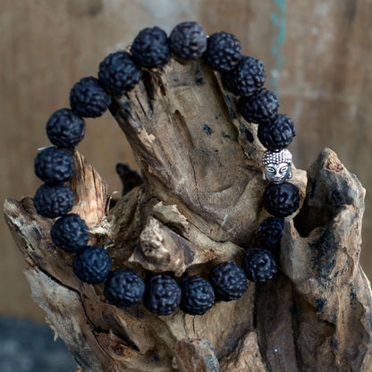 Rudraksha Buddha karkötő Mala - Sötét