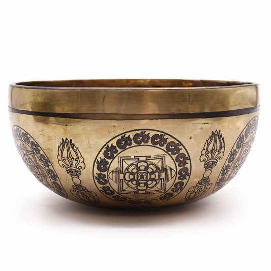 Tibeti gyógyító vésett tál – 21 cm – 5 Buddha