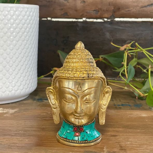 Sárgaréz Buddha figura - Nagy fej - 11,5 cm