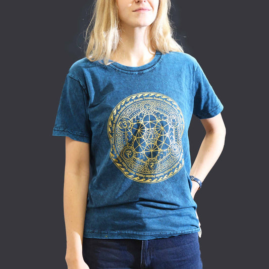 Nomad Sari Stonewashed pamut póló – Csakra – Kék – S méret