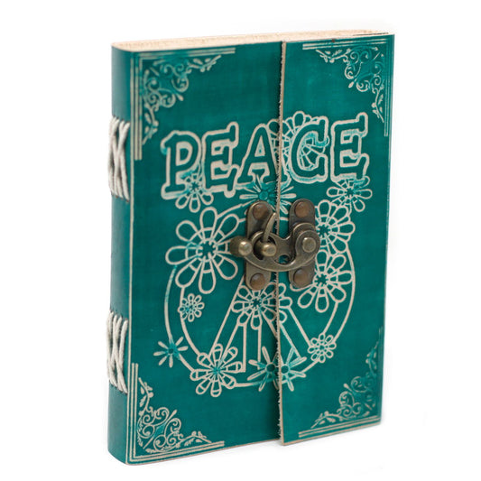 Bőrkötésű Green Peace lakatos jegyzetfüzet (18x13 cm)